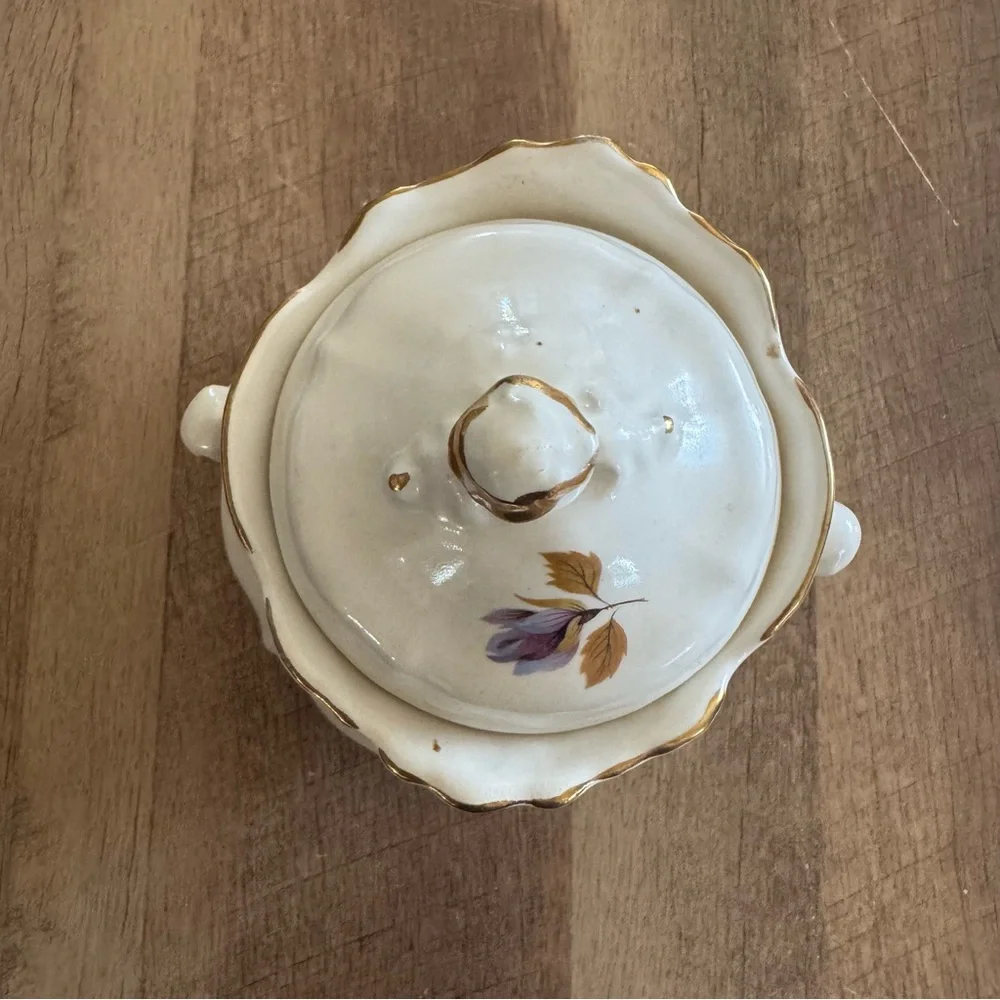 Vintage House of Webster Floral Ceramic Jar with Lid Saphhire flowers - Picture 6 of 9